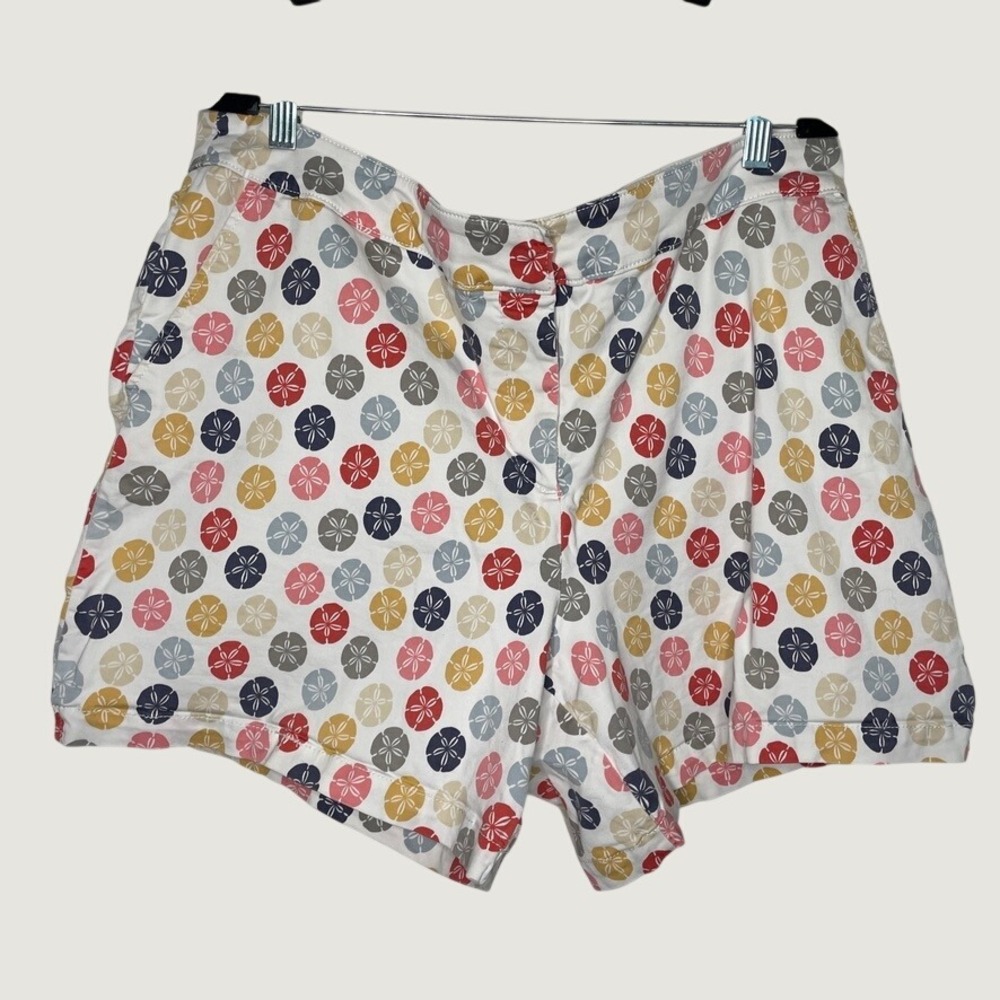 reCreation Sand Dollar Print Shorts Womens 20W White Multi Coastal Beach Summer